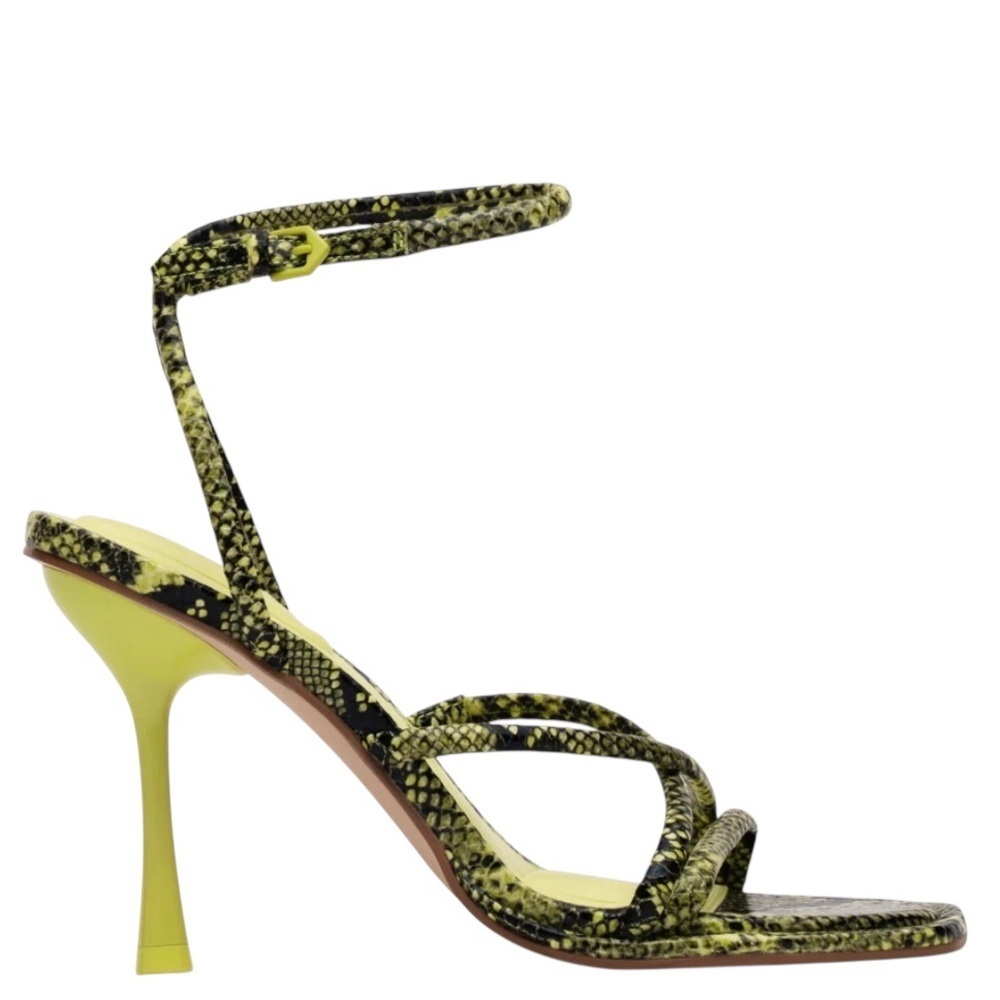 D'Amelio stilettos ankle strap Green & Black Snake print heel sandals Sze 8 - Picture 3 of 5